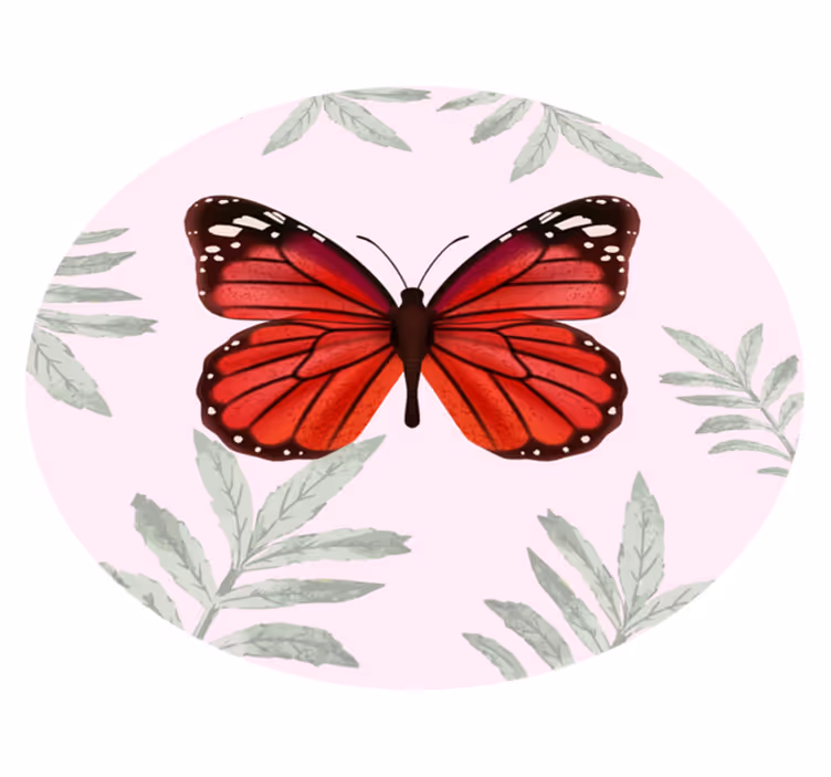 Butterfly Design floral vinyl rug - TenStickers