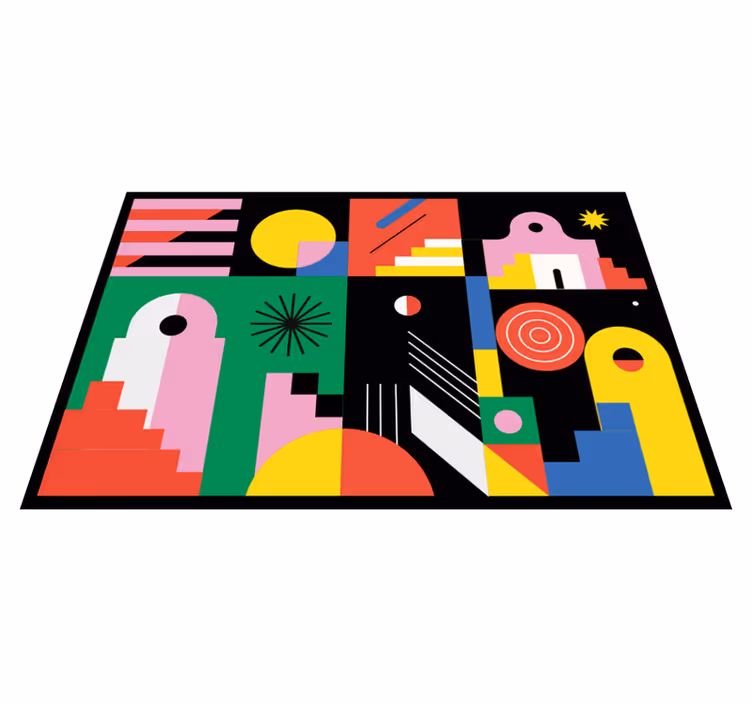 Mosaic of flat geometric elements bedroom rug - TenStickers