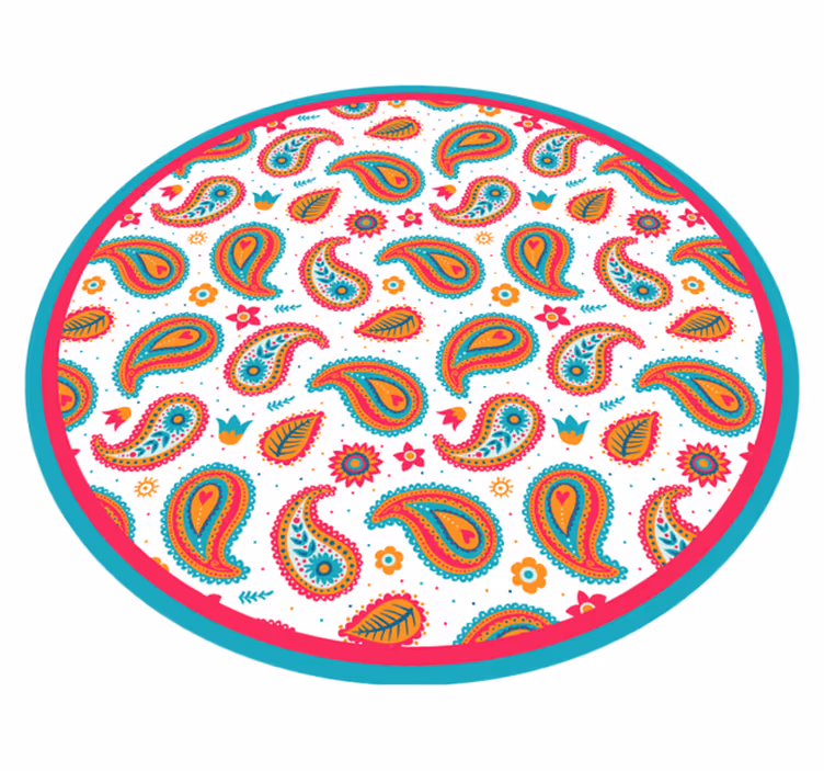 Vibrant paisley motif ethnic vinyl rug - TenStickers