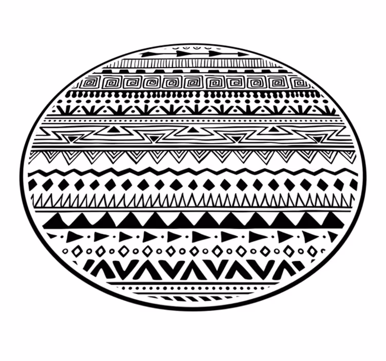 Black and white pattern ethnic vinyl rug - TenStickers