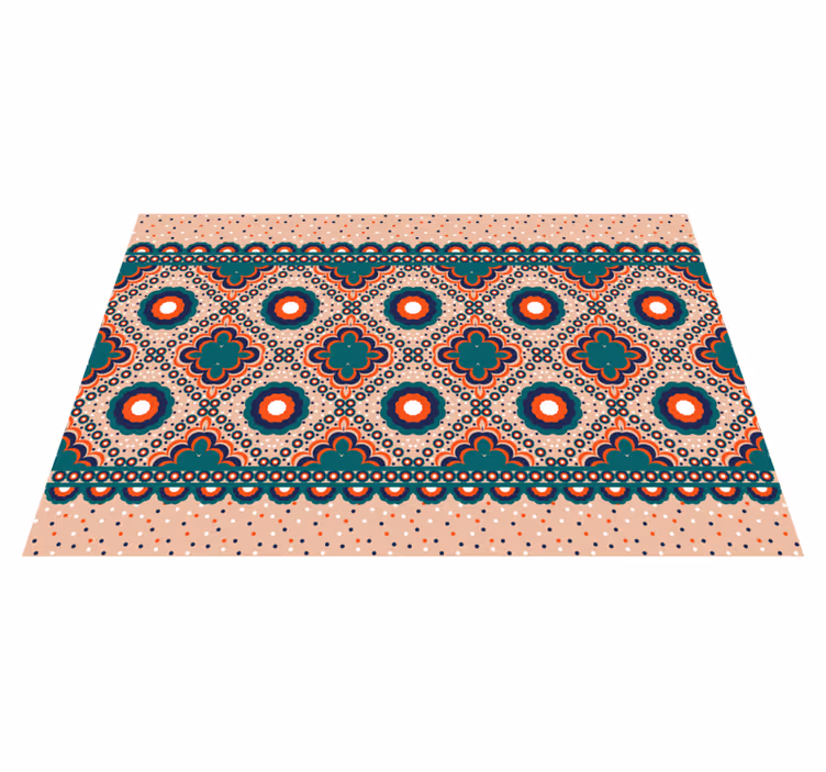 Bold Floral Motif ethnic vinyl rug - TenStickers