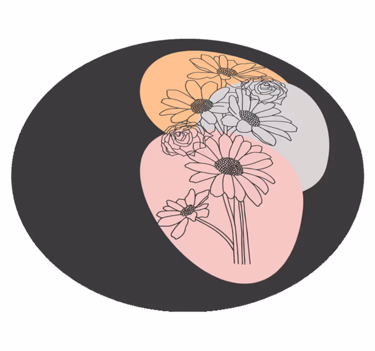 Circle composition floral vinyl rug - TenStickers