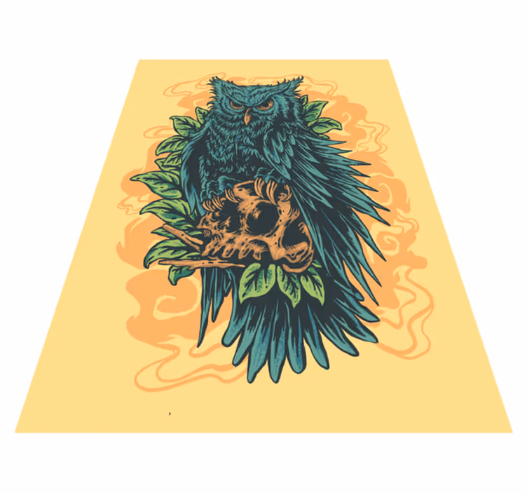 MYSTICAL OWL ART animal print vinyl rug - TenStickers