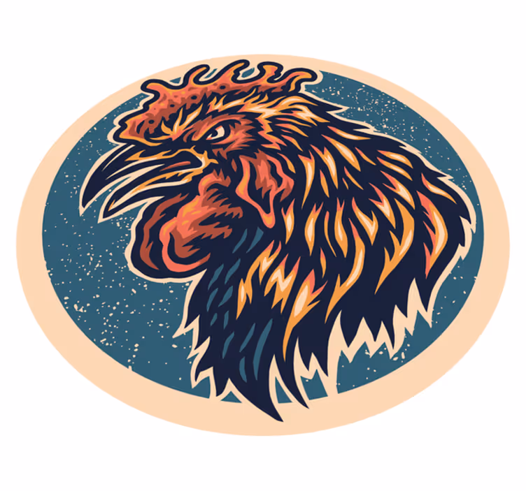 Rooster Head Illustration teen vinyl rug - TenStickers