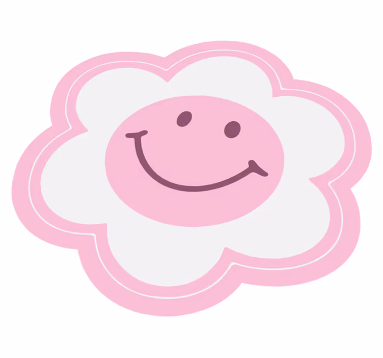 Smiley Floral Emblem teen vinyl rug - TenStickers
