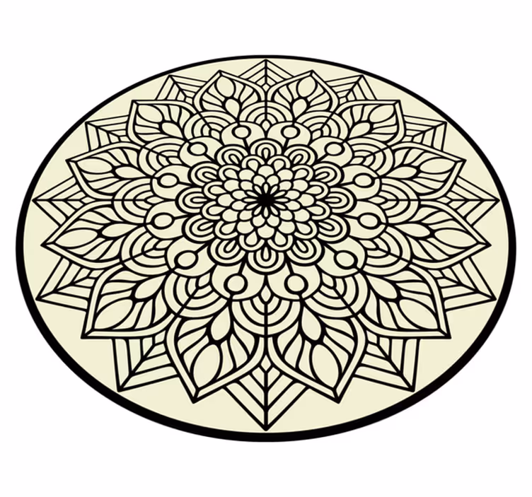 Graceful Botanical Emblem mandala vinyl rug - TenStickers