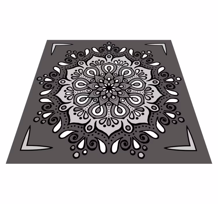 Elegant motif on grey mandala vinyl rug - TenStickers
