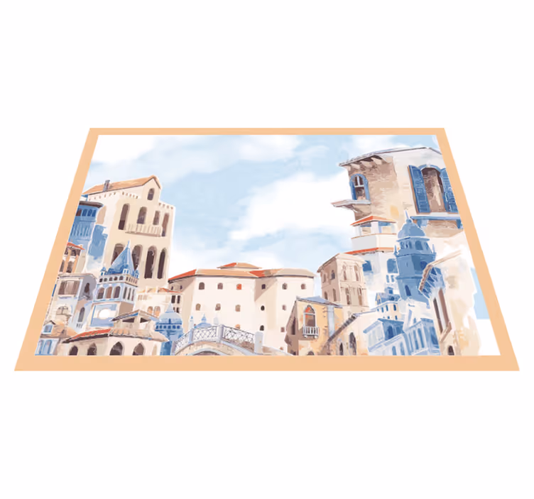 Coastal Cityscape bedroom vinyl rug - TenStickers