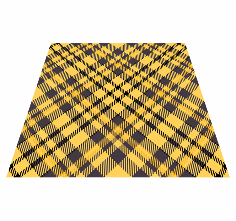 Yellow and Black Pattern striped vinyl rug - TenStickers