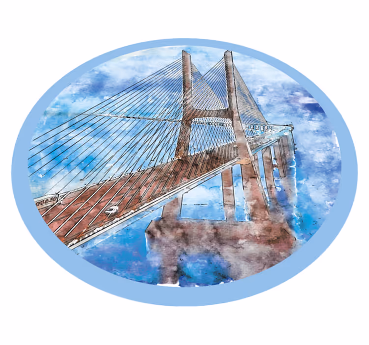Bridges Over Water circular vinyl rug - TenStickers