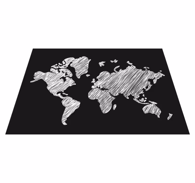 Chalkboard grey design world map vinyl rug - TenStickers