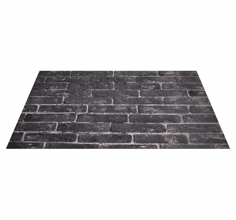 Chic black brick stone effect vinyl rug - TenStickers