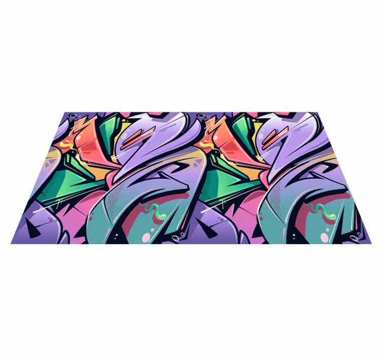 Vibrant graphite flow teen vinyl rug - TenStickers