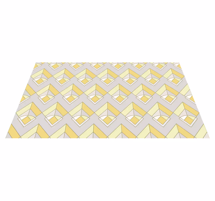 Yellow and gray pattern geometric vinyl rug - TenStickers