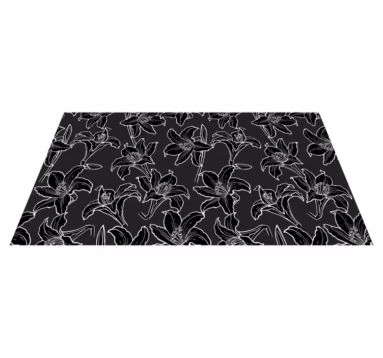 Black Flower Arrangement floral vinyl rug - TenStickers