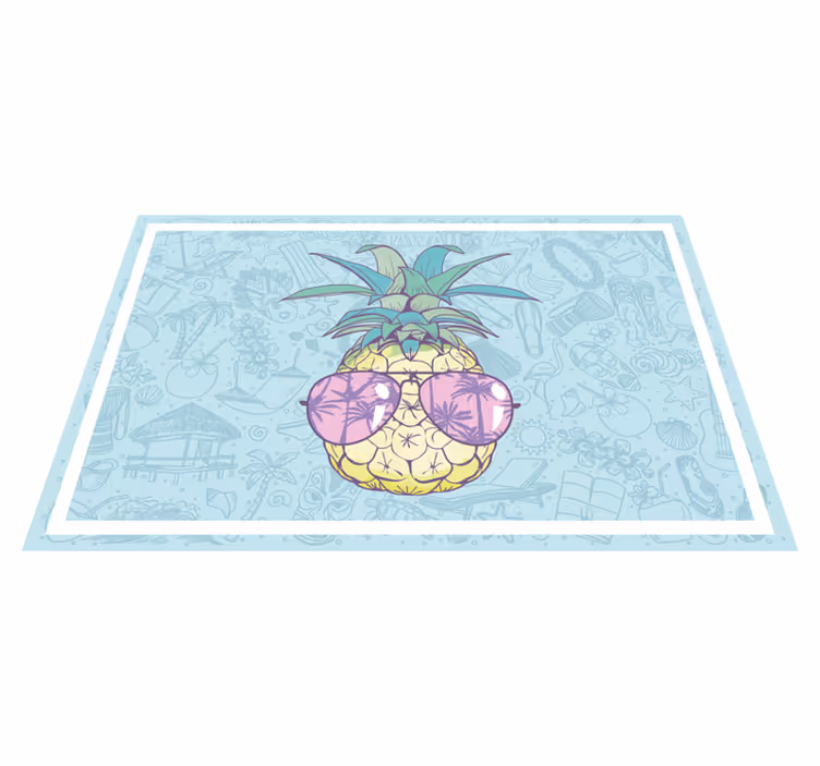 Hawaiian pineapple cartoon modern rug - TenStickers