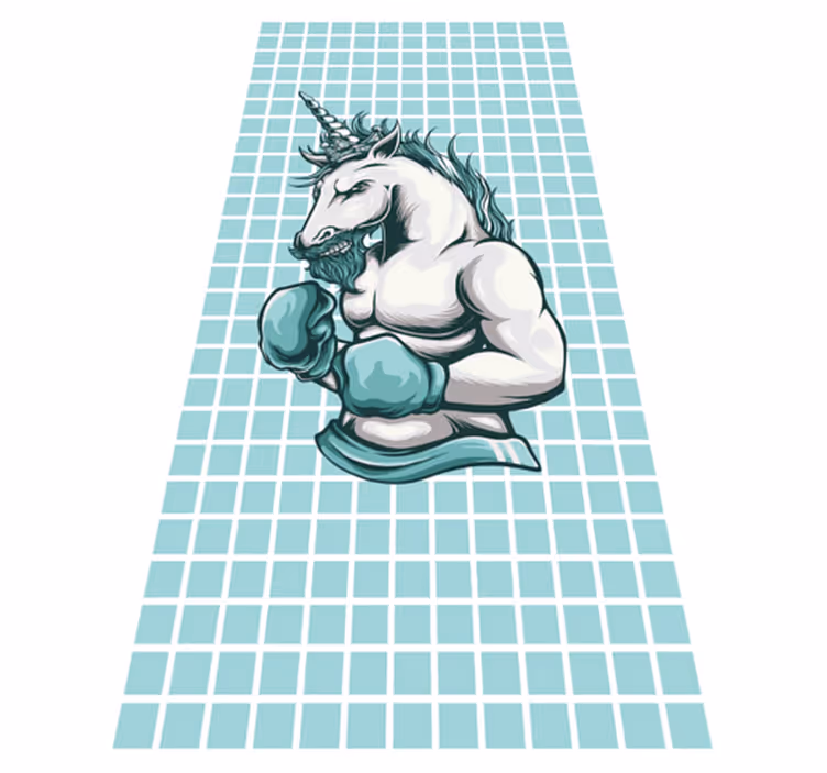Boxing Unicorn Illustration teen vinyl rug - TenStickers