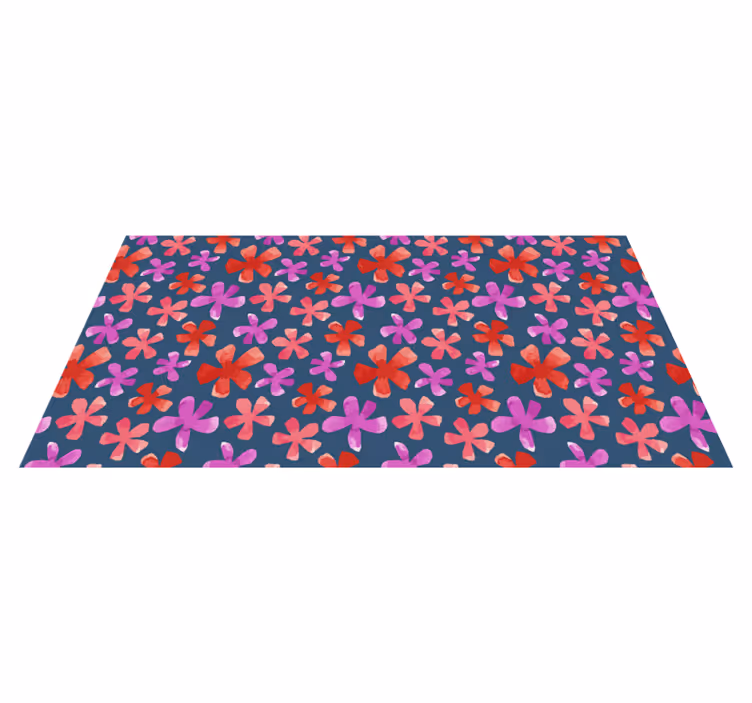 Purple and red patterns floral vinyl rug - TenStickers