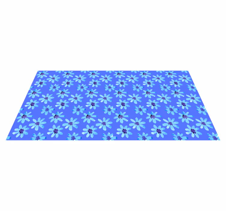 Azure Blossom Emblem floral vinyl rug - TenStickers
