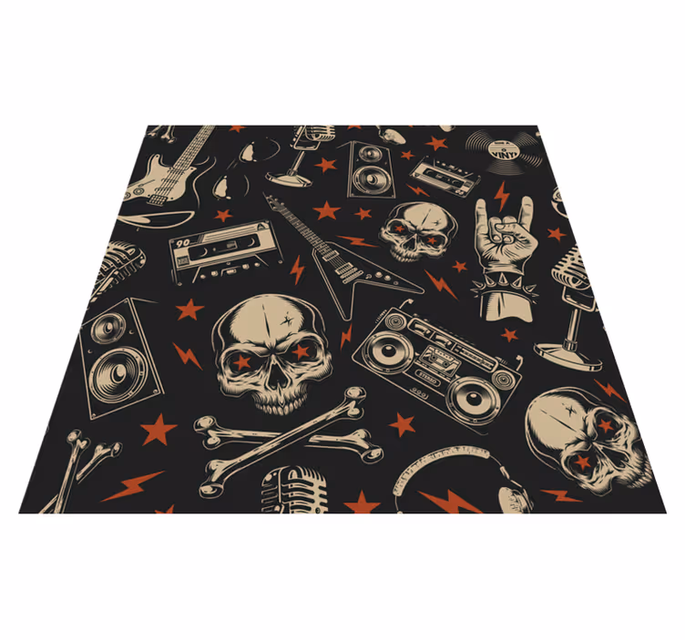 Rock Music Theme teen vinyl rug - TenStickers