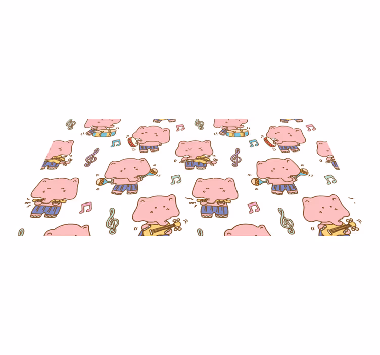 Playful Elephant Musicians kids vinyl rug - TenStickers