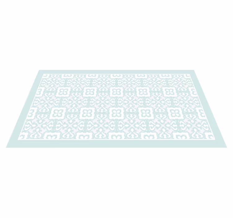 Light aquamarine vintage floral tiles bathroom vinyl rug - TenStickers