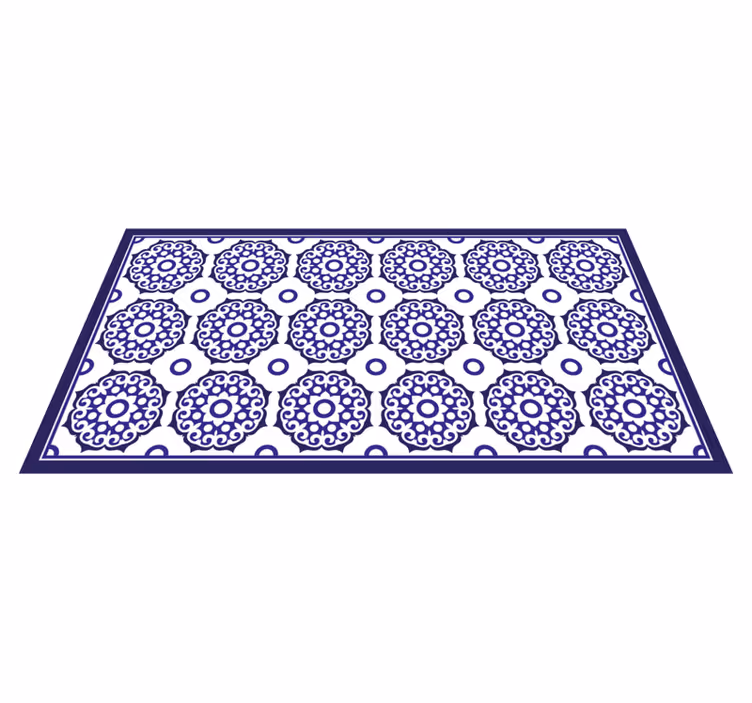 Ornate Blue Patterns tile vinyl rug - TenStickers