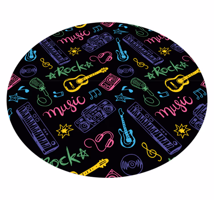 Musical Icons Pattern teen vinyl rug - TenStickers