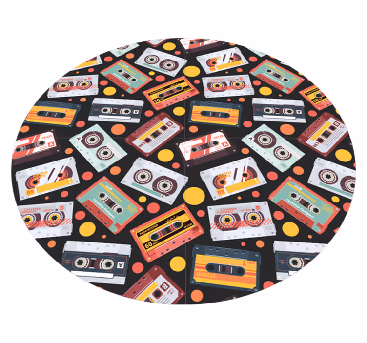 Vintage vinyl rug with cassette pattern design - TenStickers