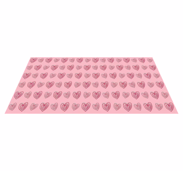 Kids vinyl rug pink heart doodle pattern - TenStickers
