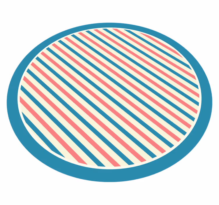 Striped vinyl rug with circular diagonal design - TenStickers