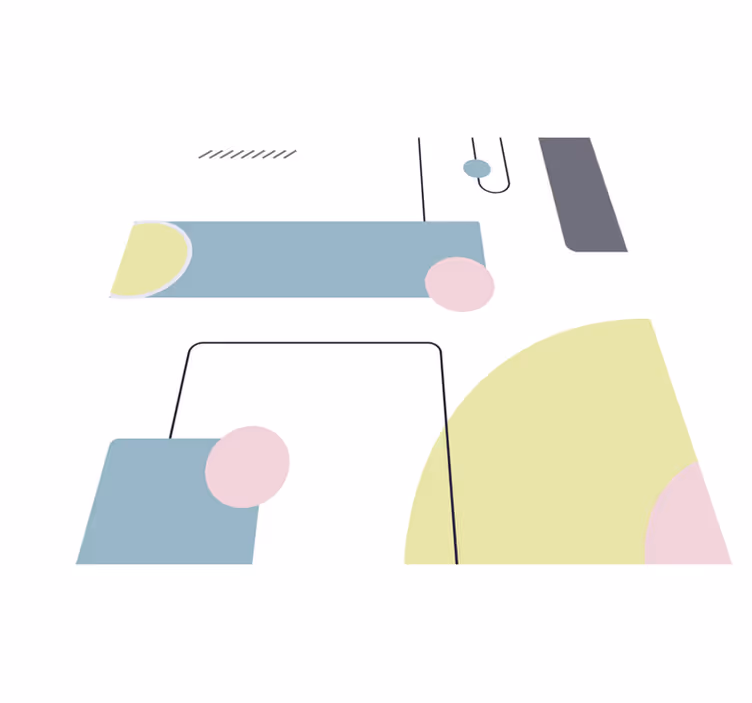 Minimal vinyl rug in abstract pastel shapes - TenStickers