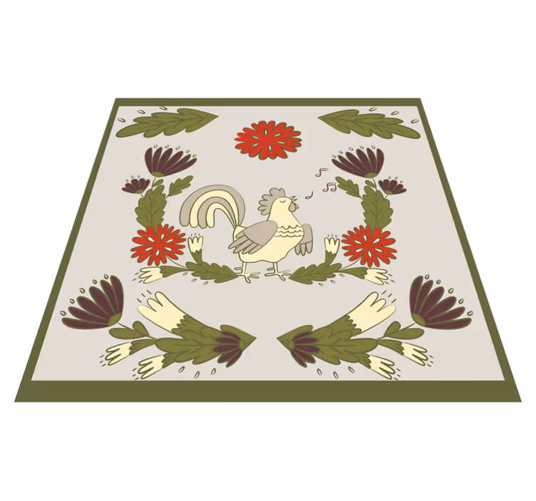 Folklore rooster animal vinyl rug - TenStickers
