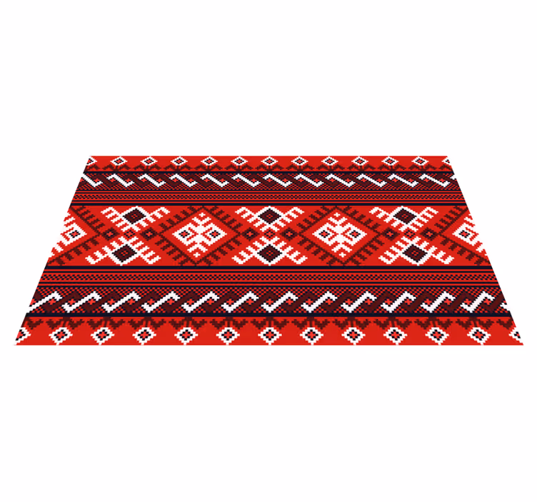 Red geometric patterns ethnic vinyl rug - TenStickers