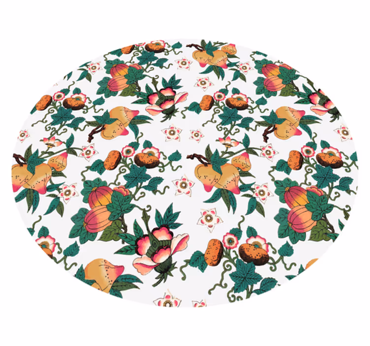 Floral vinyl rug with botanical floral design - TenStickers
