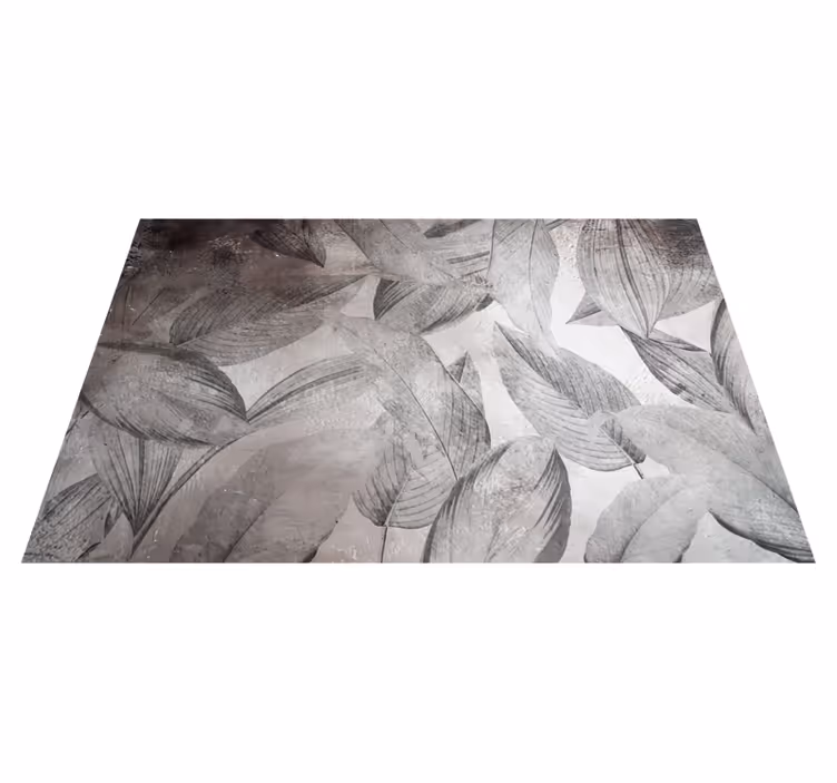Leafy monochrome pattern floral vinyl rug - TenStickers