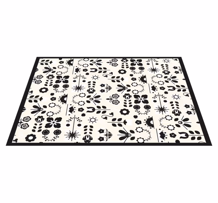 Floral vinyl rug with black floral designs - TenStickers