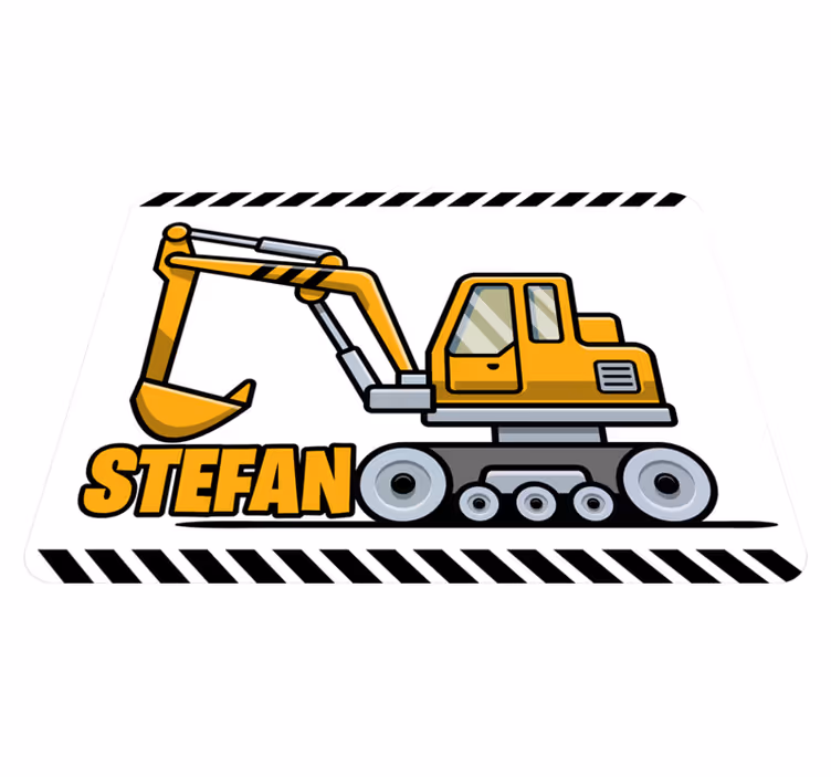 Custom construction vehicle kids vinyl rug - TenStickers