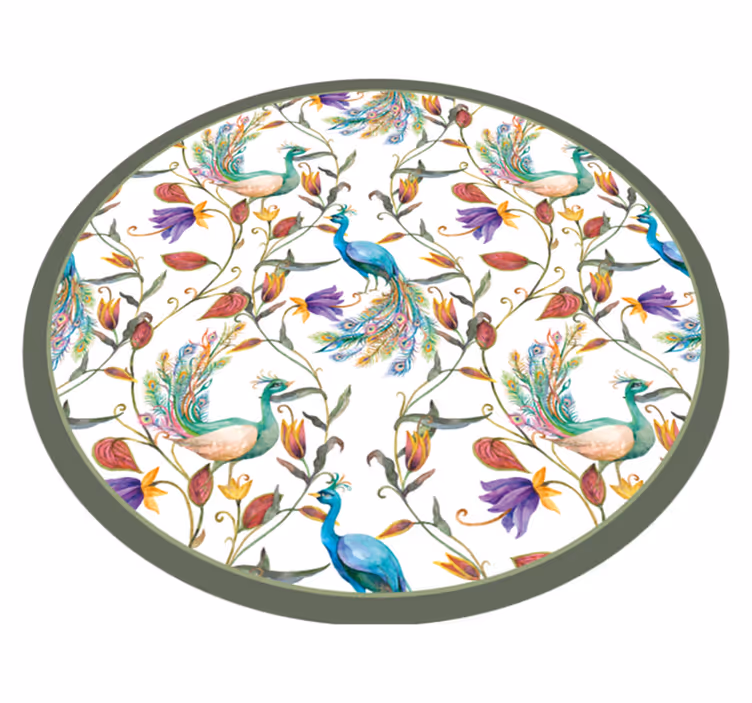 Beautiful peacock blooms floral vinyl rug - TenStickers