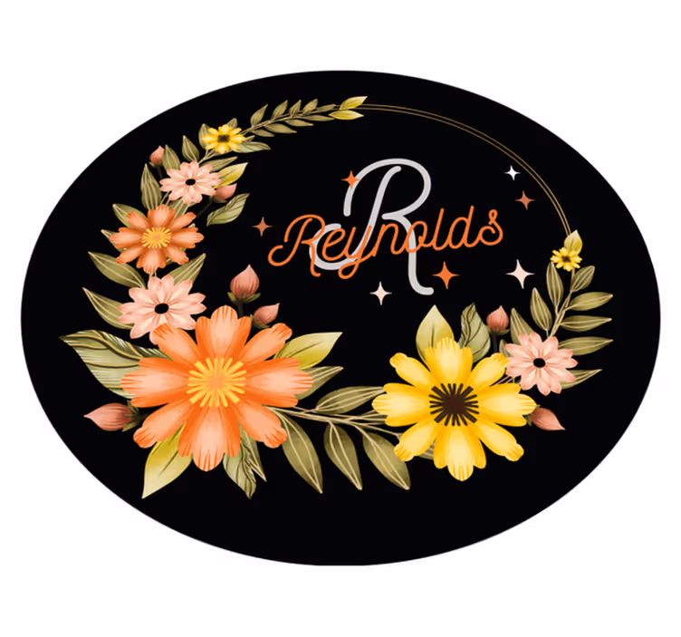 Crown floral name bedroom vinyl rug - TenStickers