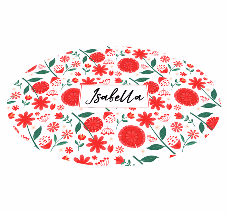 Custom red flowers bedroom vinyl rug - TenStickers