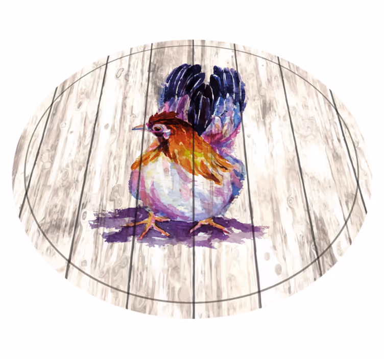 Charming colorful chicken animal print vinyl rug - TenStickers