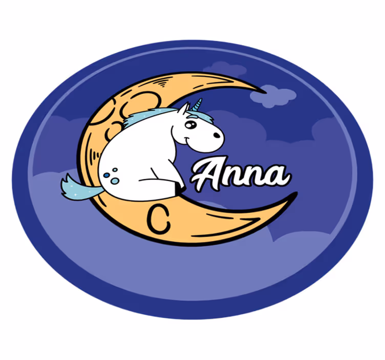 Custom unicorn on moon kids vinyl rug - TenStickers