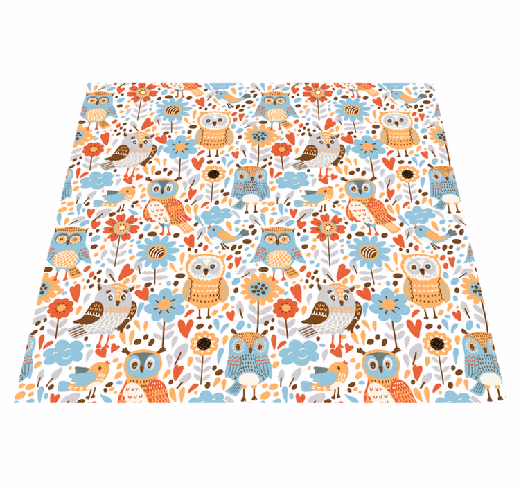 Charming owl pattern animal vinyl rug - TenStickers