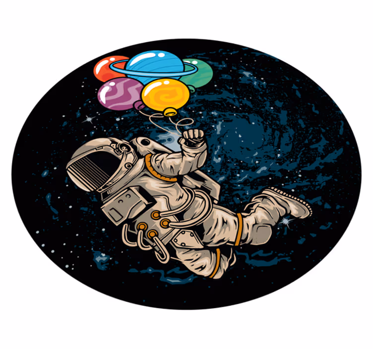 Astronaut with balloons kids vinyl rug - TenStickers