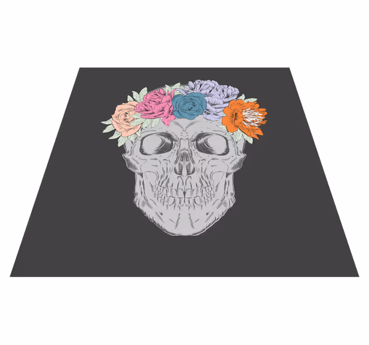 Floral Skull Art teen vinyl rug - TenStickers