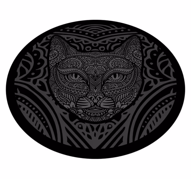 Black cat face animal vinyl rug - TenStickers