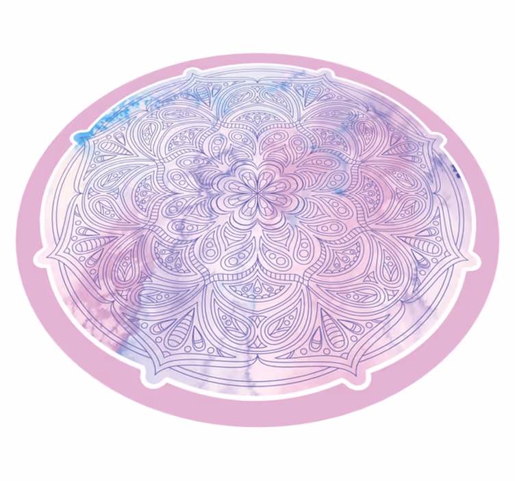 Pastel pink floral mandala vinyl rug - TenStickers