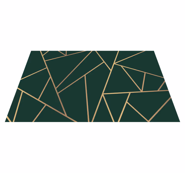 Green elegant lines geometric vinyl rug - TenStickers