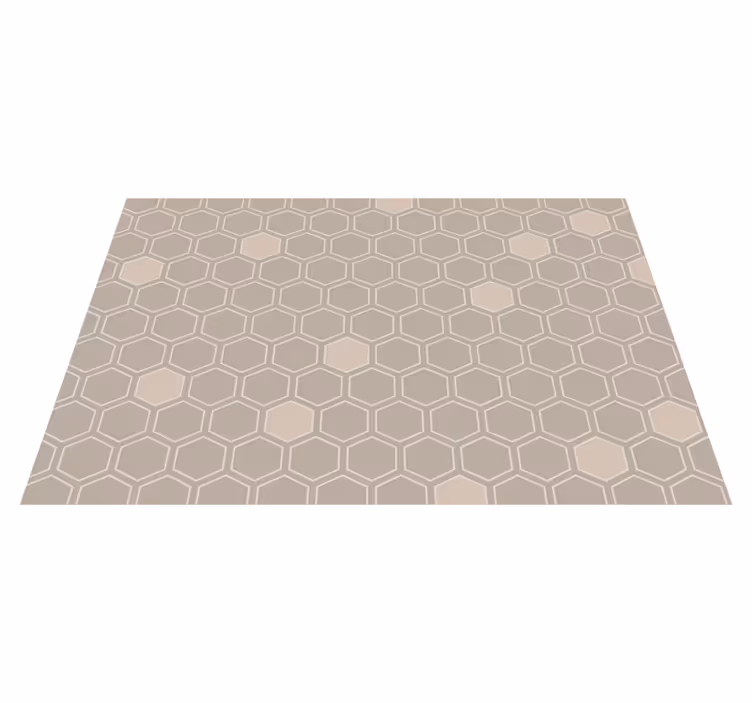 Hexagon beige motif geometric vinyl rug - TenStickers